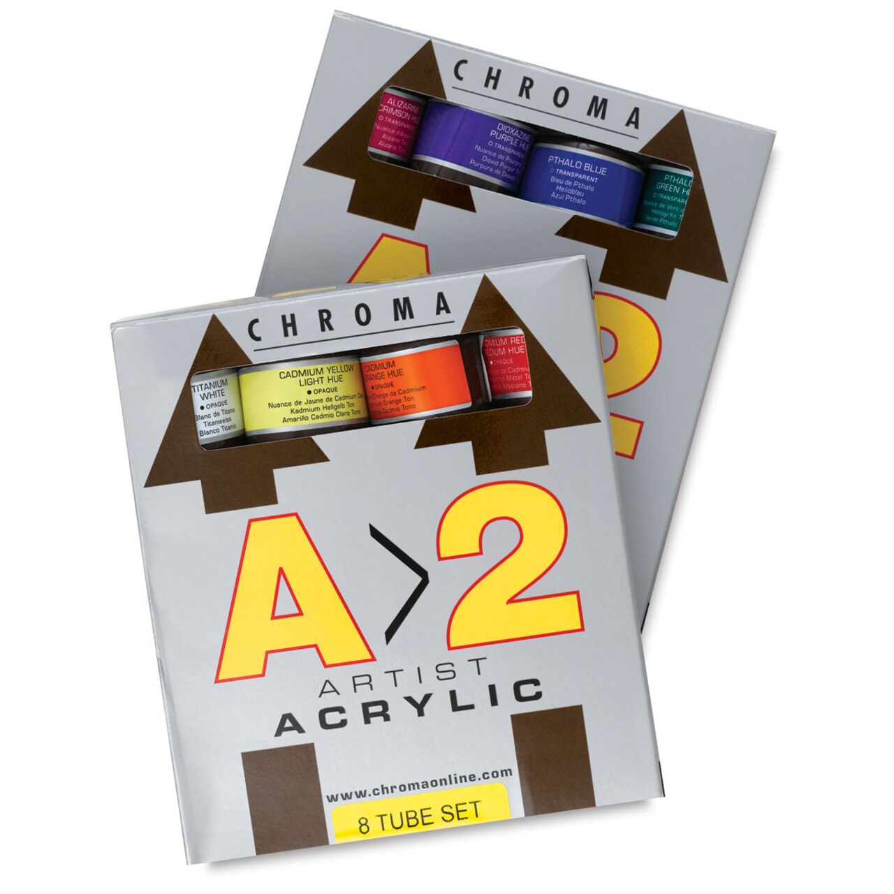Chroma Atelier A2 Lightfast Heavy Body Acrylic Paints - Set of 8, Assorted Colors, 120 ml Tubes